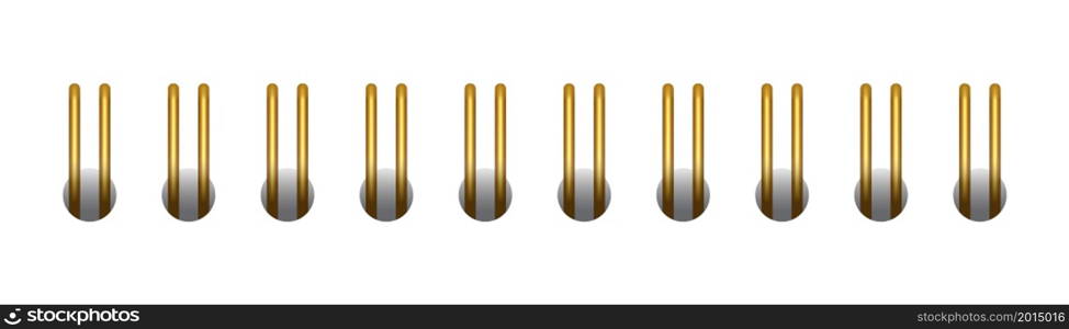 Gold horizontal spiral for notebooks and calendars. Gold spiral bindings for sheets of paper. Vector illustration isolated on realistic style on white background.. Gold horizontal spiral for notebooks and calendars. Gold spiral bindings for sheets of paper. Vector illustration isolated on realistic style on white background