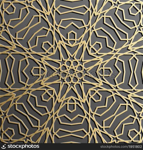 Gold islamic pattern on black background. Islamic ornament vector.. Gold islamic pattern on black background. Islamic ornament vector, persian motiff.