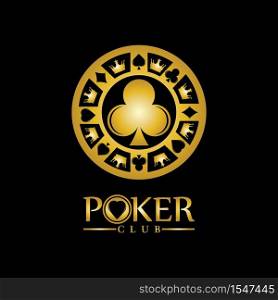 Gold King Poker logo design vector on black background