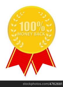 Gold Label 100 Money back. Vector Illustration EPS10. Gold Label 100 Money back. Vector Illustration