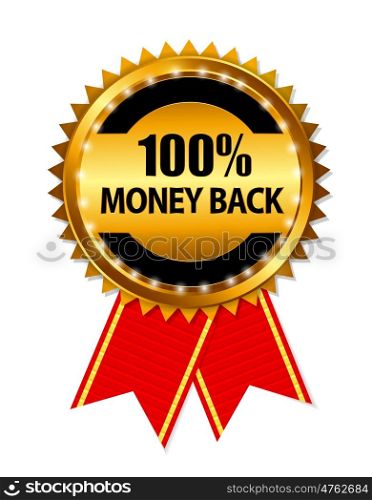 Gold Label 100 Money back. Vector Illustration EPS10. Gold Label 100 Money back. Vector Illustration