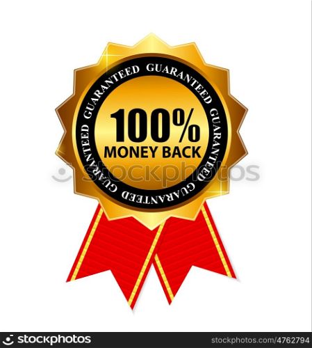 Gold Label 100 Money back. Vector Illustration EPS10. Gold Label 100 Money back. Vector Illustration