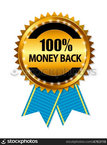 Gold Label 100 Money back. Vector Illustration EPS10. Gold Label 100 Money back. Vector Illustration