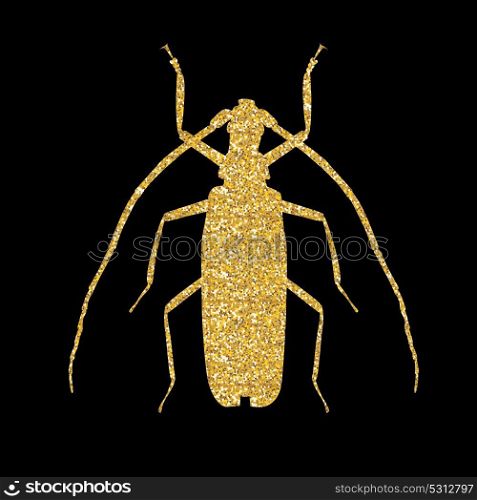 Gold Large Beetle Silhouette Vector Illustration EPS10. Large Beetle Silhouette Vector Illustration