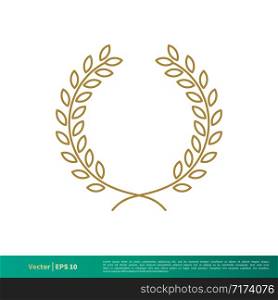 Gold Laurel Wreath Decorative Frame Vector Template Illustration Design EPS 10.