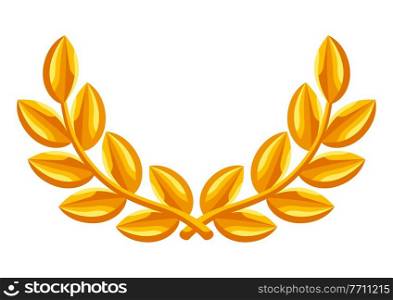 Gold laurel wreath icon. Illustration of award for sports or corporate competitions.. Gold laurel wreath icon. Illustration of award sports or corporate competitions.