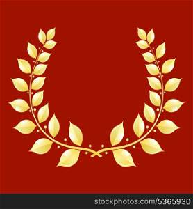 Gold laurel wreath on a red background