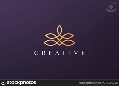 gold leaf luxury flower logo in simple shape with modern style