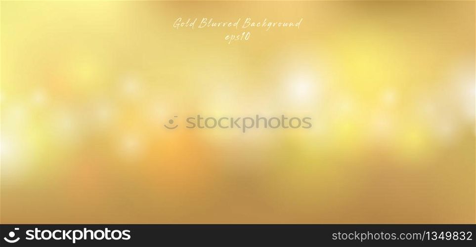 Gold lights bokeh effect blurred premium background luxury style. Golden glowing blur defocused backdrop. Vector illustration