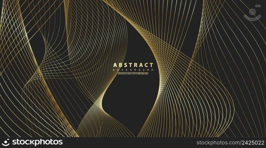 Gold line wave background. Abstract Luxury style. Tech pattern. Curved wavy line, smooth stripe. Vector illustration.