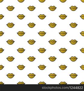 Gold lips seamless pattern on white background. Golden lipstick kiss. Vector illustration. Fashion background in minimal design. Gold lips seamless pattern on white background. Golden lipstick kiss. Vector illustration. Fashion background in minimal design.