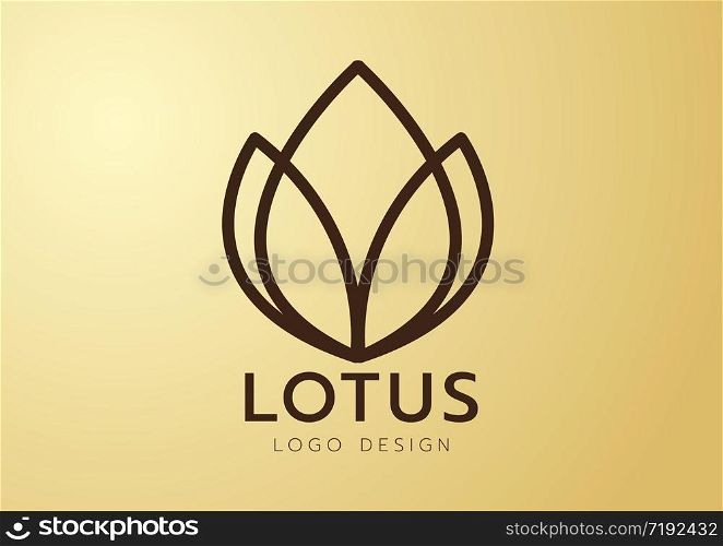 Gold lotus flower logo vector design
