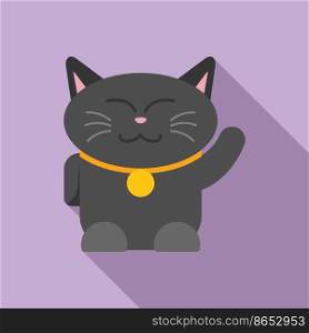 Gold lucky cat icon flat vector. Cute animal. Funny animal. Gold lucky cat icon flat vector. Cute animal