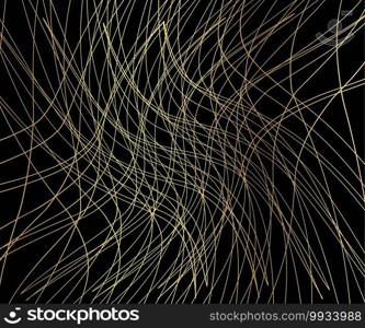 Gold luxurious line pattern with hand drawn lines. Golden wavy striped, Abstract background, vector illustration