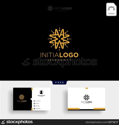Gold Luxury and premium initial M logo template vector illustration and business card template