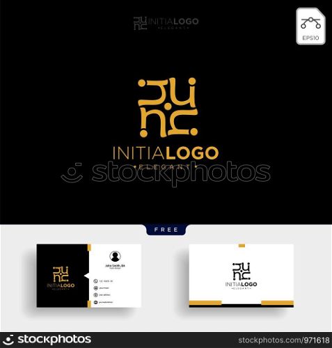 Gold Luxury and premium initial N logo template vector illustration and business card template