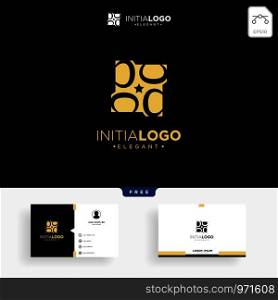 Gold Luxury Initial B with negative logo template and get free business card design