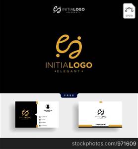Gold Luxury Initial E logo template vector illustration and get free business card template
