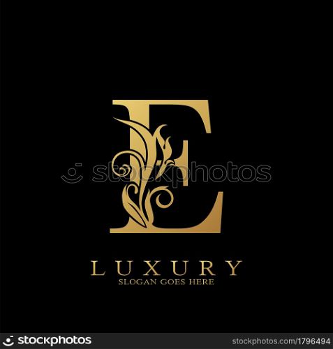 Gold Luxury Initial Letter E Logo vector design for luxuries business.