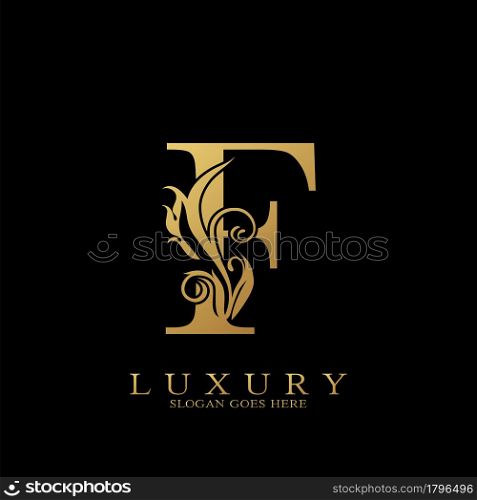 Gold Luxury Initial Letter F Logo vector design for luxuries business.