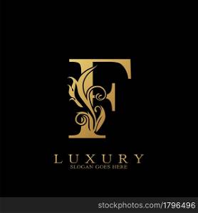 Gold Luxury Initial Letter F Logo vector design for luxuries business.