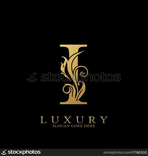 Gold Luxury Initial Letter I Logo vector design for luxuries business.