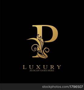 Gold Luxury Initial Letter P Logo vector design for luxuries business.