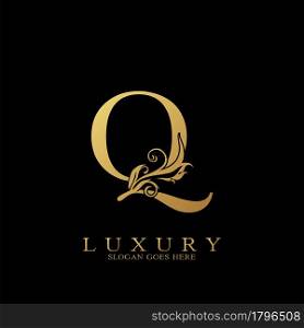 Gold Luxury Initial Letter Q Logo vector design for luxuries business.