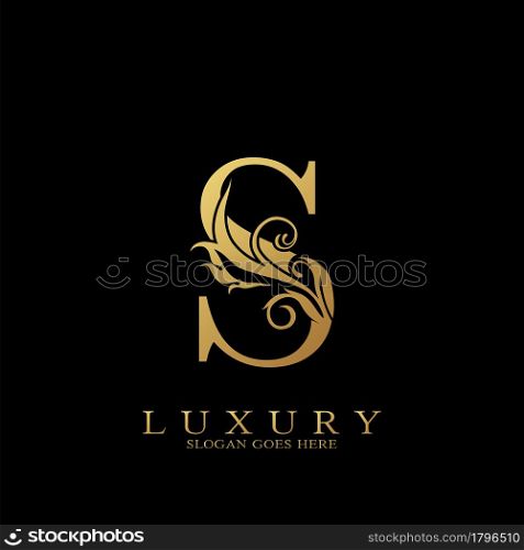 Gold Luxury Initial Letter S Logo vector design for luxuries business.