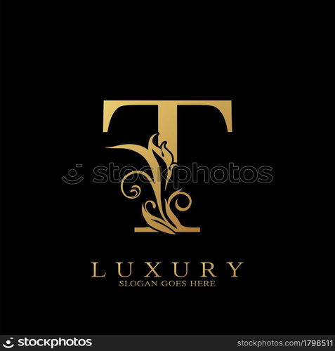 Gold Luxury Initial Letter T Logo vector design for luxuries business.