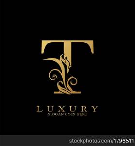 Gold Luxury Initial Letter T Logo vector design for luxuries business.