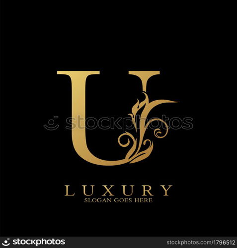 Gold Luxury Initial Letter U Logo vector design for luxuries business.