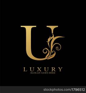 Gold Luxury Initial Letter U Logo vector design for luxuries business.