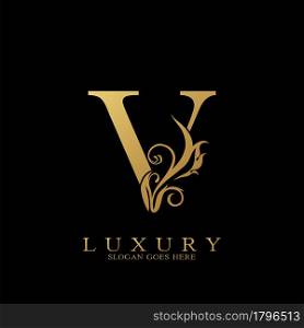 Gold Luxury Initial Letter V Logo vector design for luxuries business.