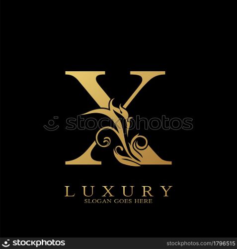 Gold Luxury Initial Letter X Logo vector design for luxuries business.