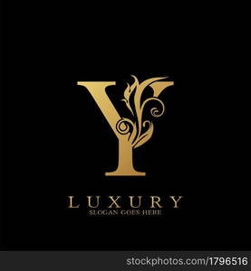 Gold Luxury Initial Letter Y Logo vector design for luxuries business.