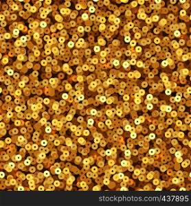 Gold luxury shimmer sequins. Disco party vector seamless texture. Sequin and glitter shimmer sparkle, glamour background bright and shiny illustration. Gold luxury shimmer sequins. Disco party vector seamless texture