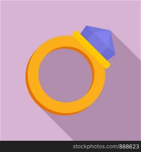 Gold magic ring icon. Flat illustration of gold magic ring vector icon for web design. Gold magic ring icon, flat style