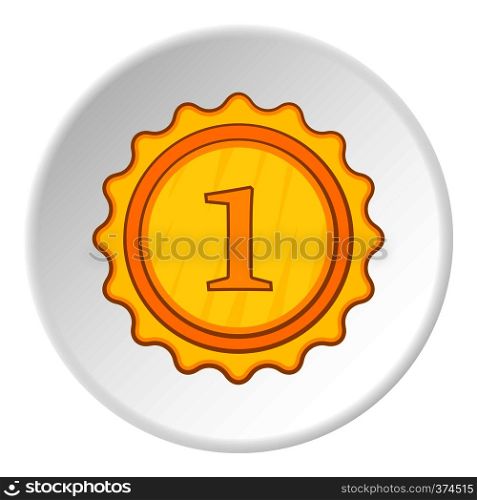 Gold medal for first place icon. Cartoon illustration of gold medal for first place vector icon for web. Gold medal for first place icon, cartoon style