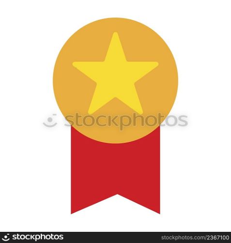 Gold medal icon. Award for honor illustration symbol. Badge vector.