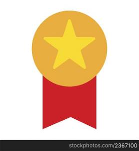 Gold medal icon. Award for honor illustration symbol. Badge vector.