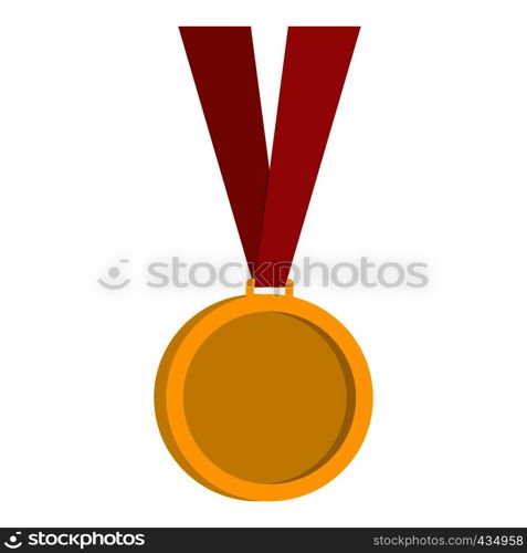 Gold medal icon flat isolated on white background vector illustration. Gold medal icon isolated