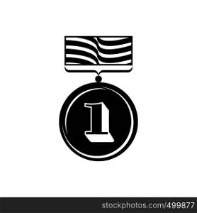 Gold medal icon in simple style on a white background . Gold medal icon, simple style