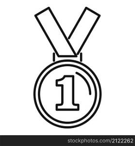 Gold medal icon outline vector. Ribbon metal. Prize badge. Gold medal icon outline vector. Ribbon metal