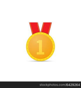 Gold medal on white background. .. Gold medal on white background. Vector illustration .