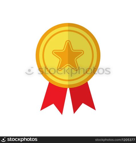 gold medal star in flat style, vector illustration. gold medal star in flat style, vector