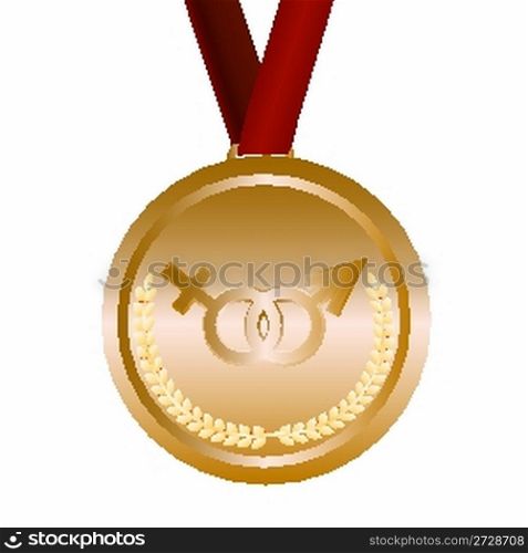 gold medal with feminine and masculine signs