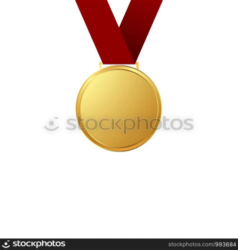 Gold medal with ribbon on white background. Gold medal with ribbon