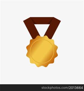 gold medal with ribbon vector flat icon