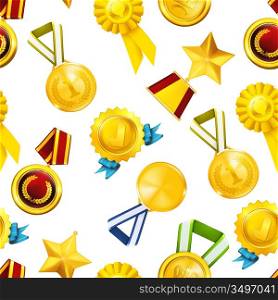 Gold medals, seamless pattern